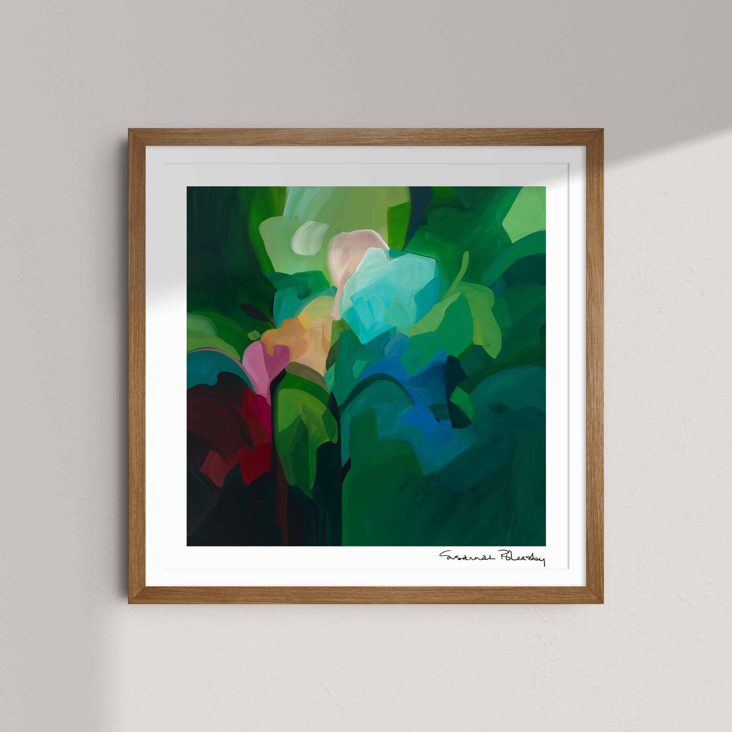 emerald green abstract art print created from an abstract acrylic painting