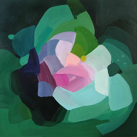 emerald flower-themed abstract painting