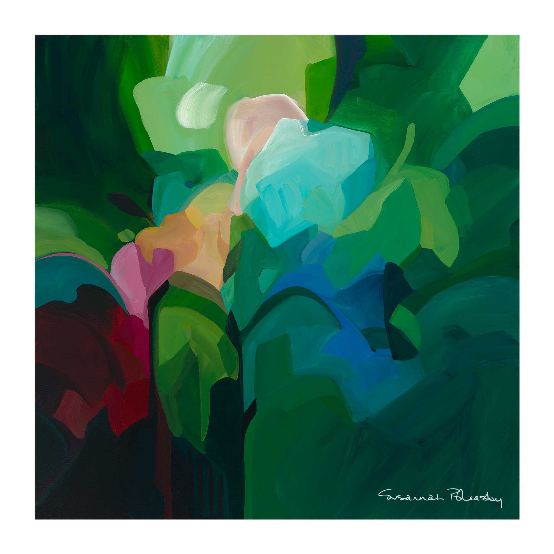 emerald green abstract wall art print 8x8