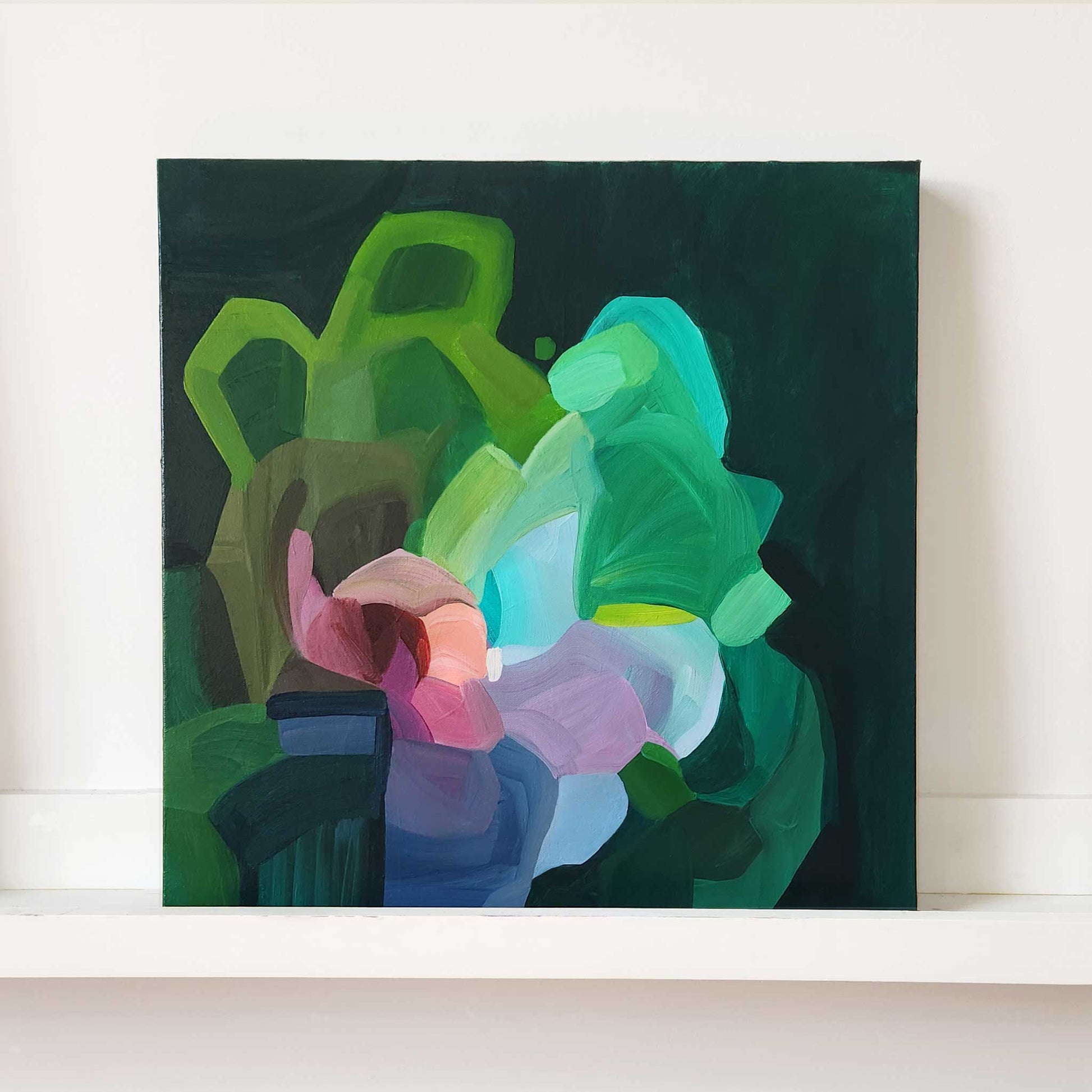 emerald green blossom abstract painting