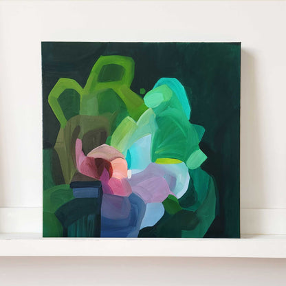 emerald green blossom abstract painting