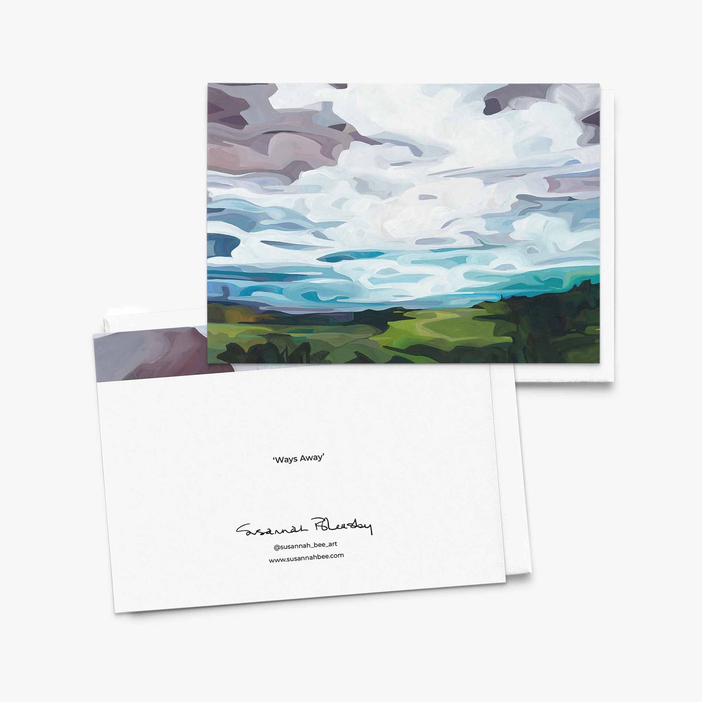Blank greeting card inspired by soft evening sky and bright horizon light