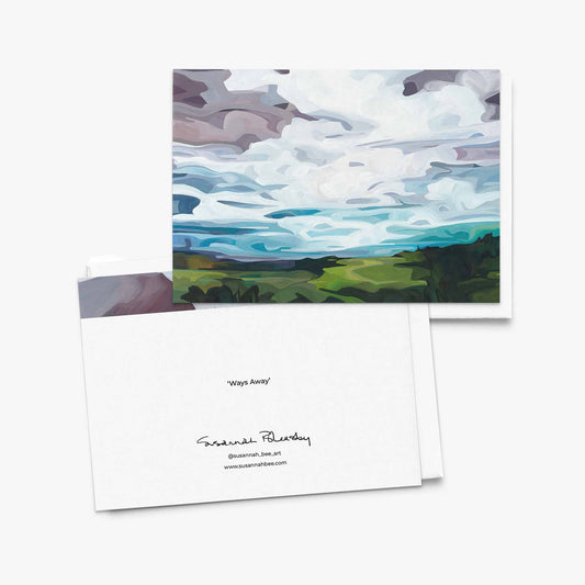 Blank greeting card inspired by soft evening sky and bright horizon light