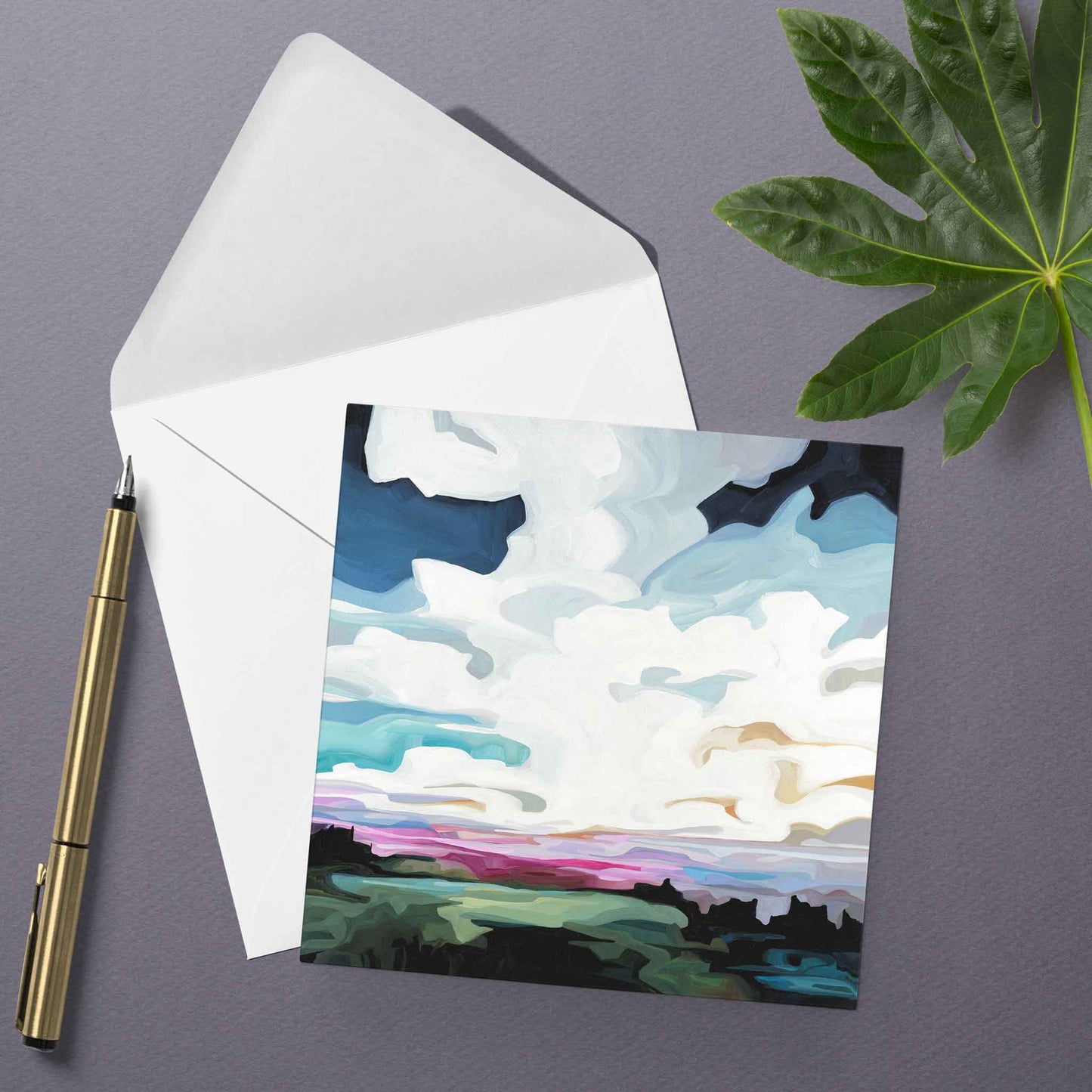 evening sky painting blank art card UK