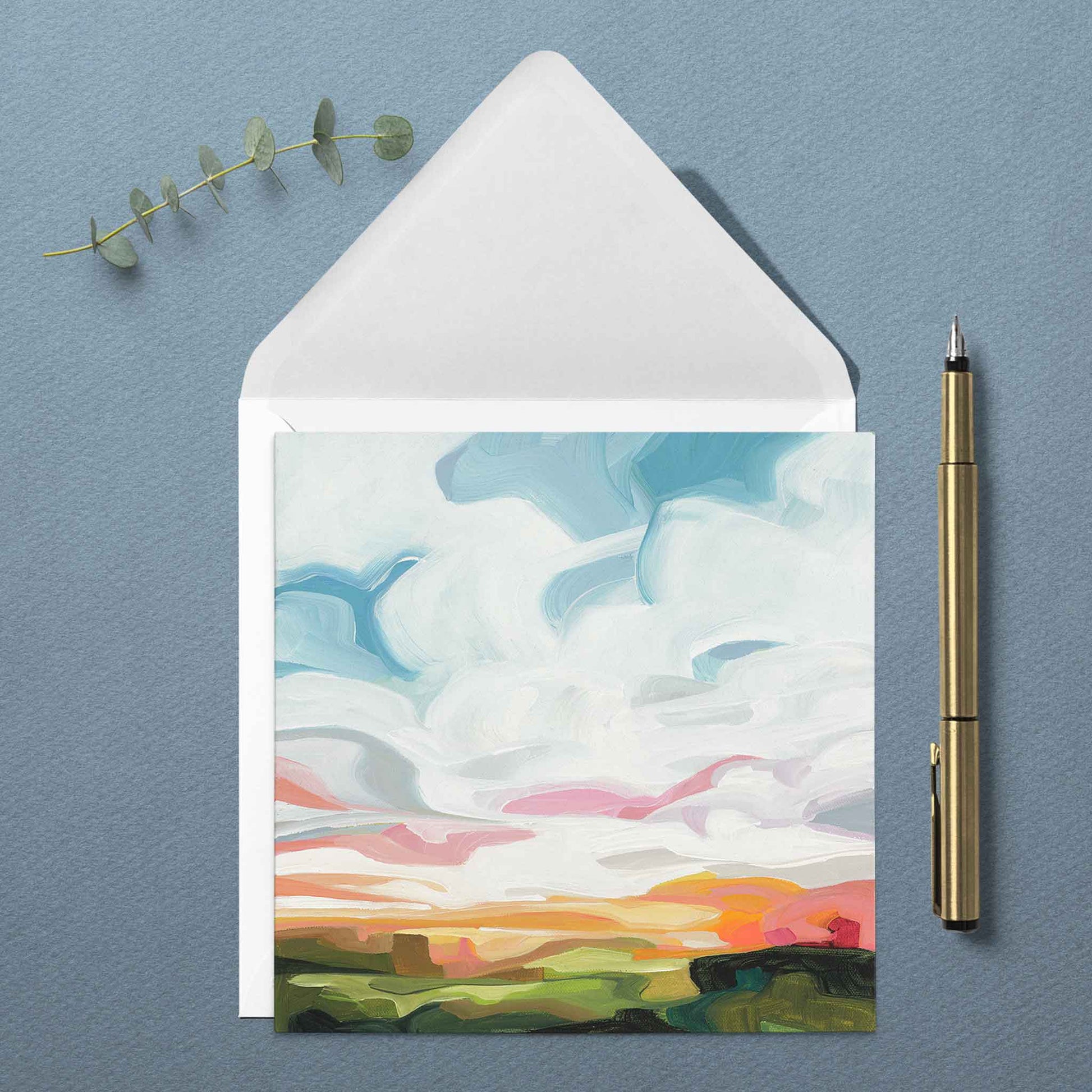 everyday greeting card california blue sky painting