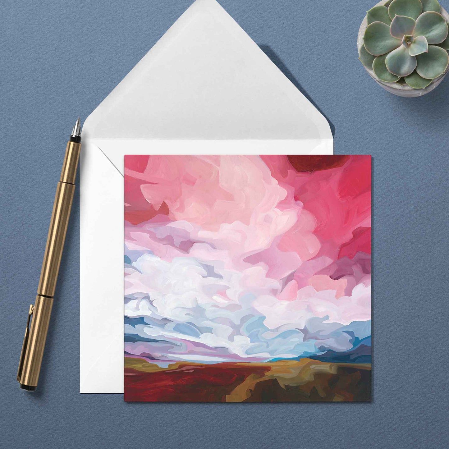 everyday greeting card uk raspberry magenta sky painting