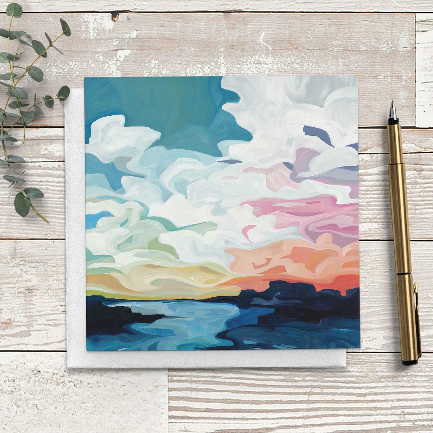 everyday greeting card soft evening sky painting