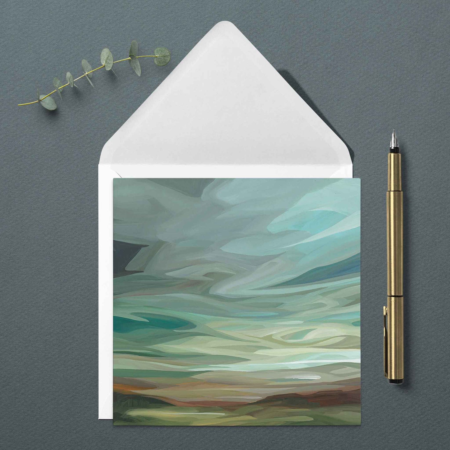 fine art cards UK sea green sky painting