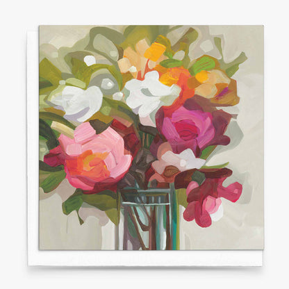 warm summer bouquet of flowers art cards uk