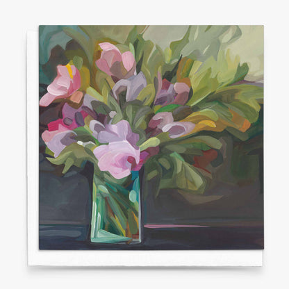 purple flowers art cards uk