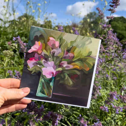 purple floral greeting card in garden lilah