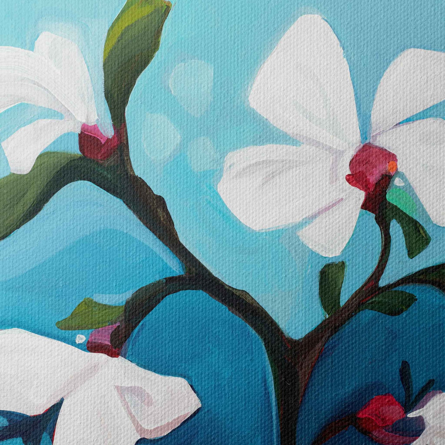floral canvas prints bright blue