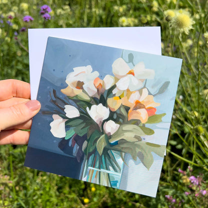 floral greeting card ophelia in the garden