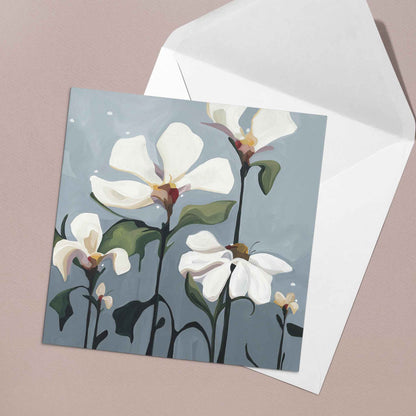 floral greeting card cream flowers