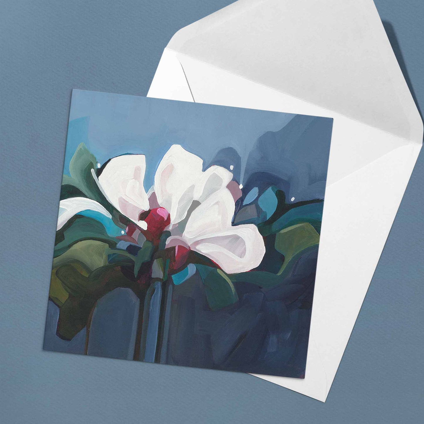 floral greeting card dark blue