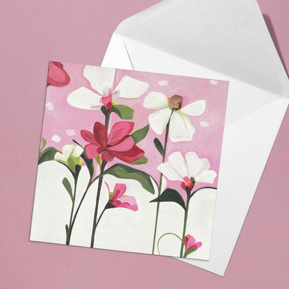 floral greeting card pink flowers