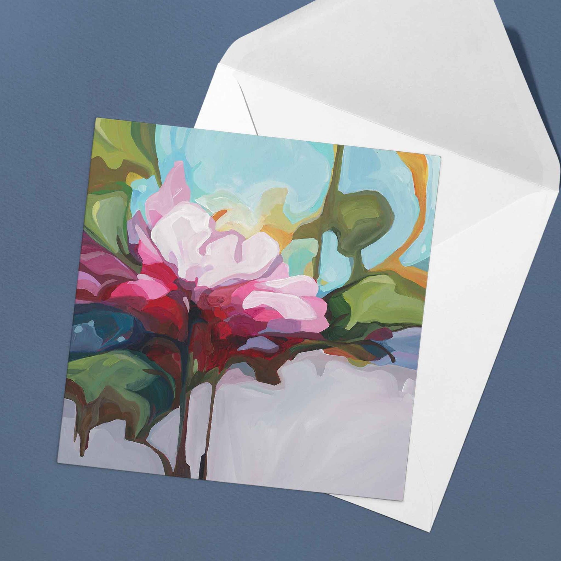 floral greeting card UK rose painting