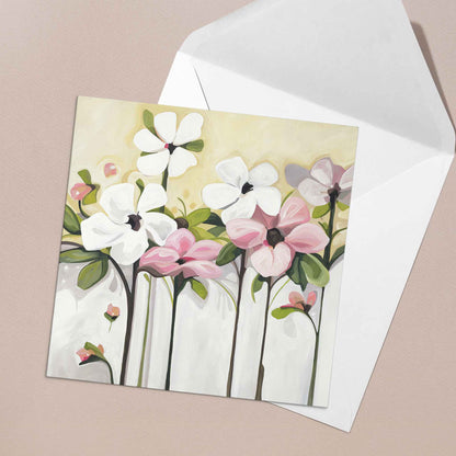 floral greeting card soft yellow