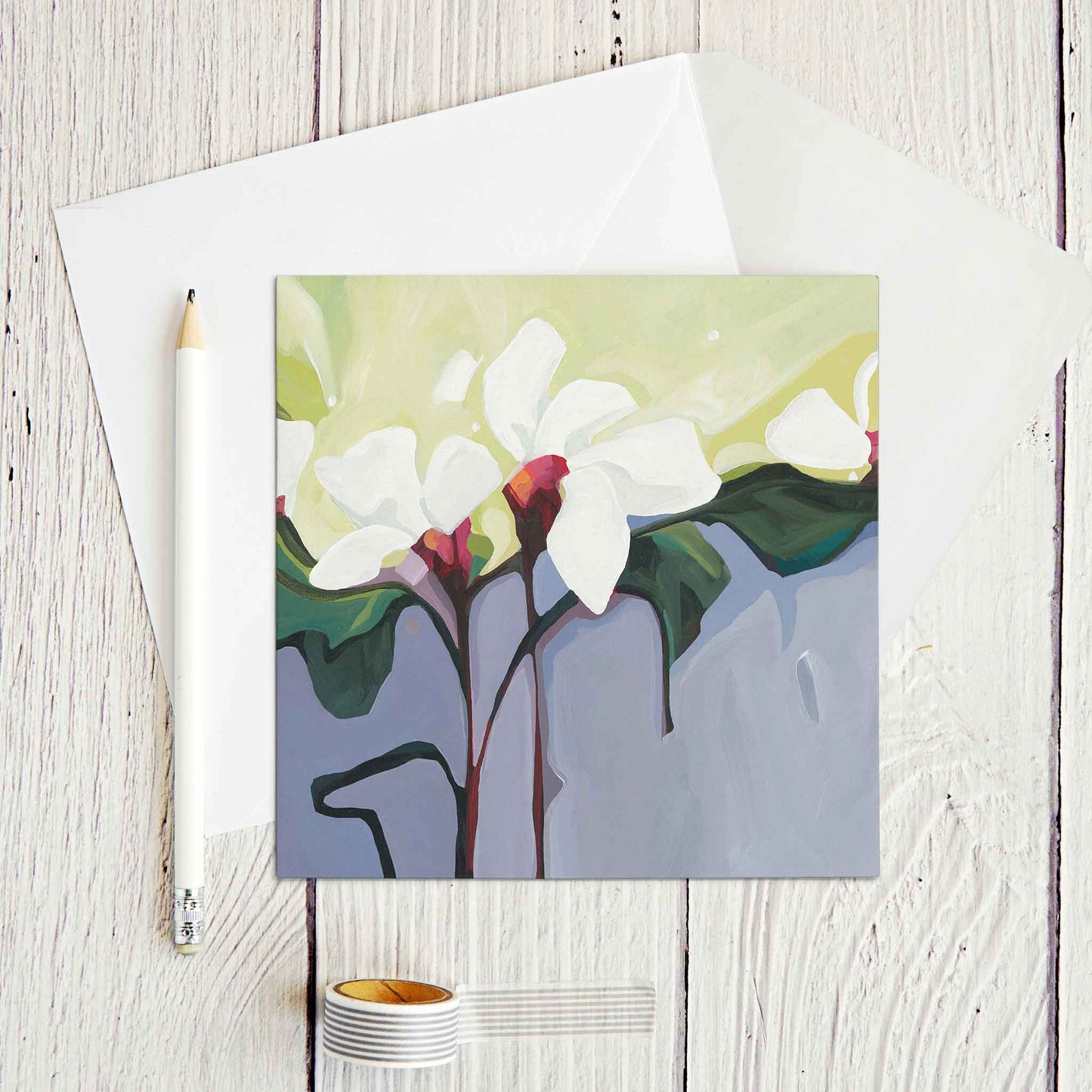 floral greeting card yellow purple