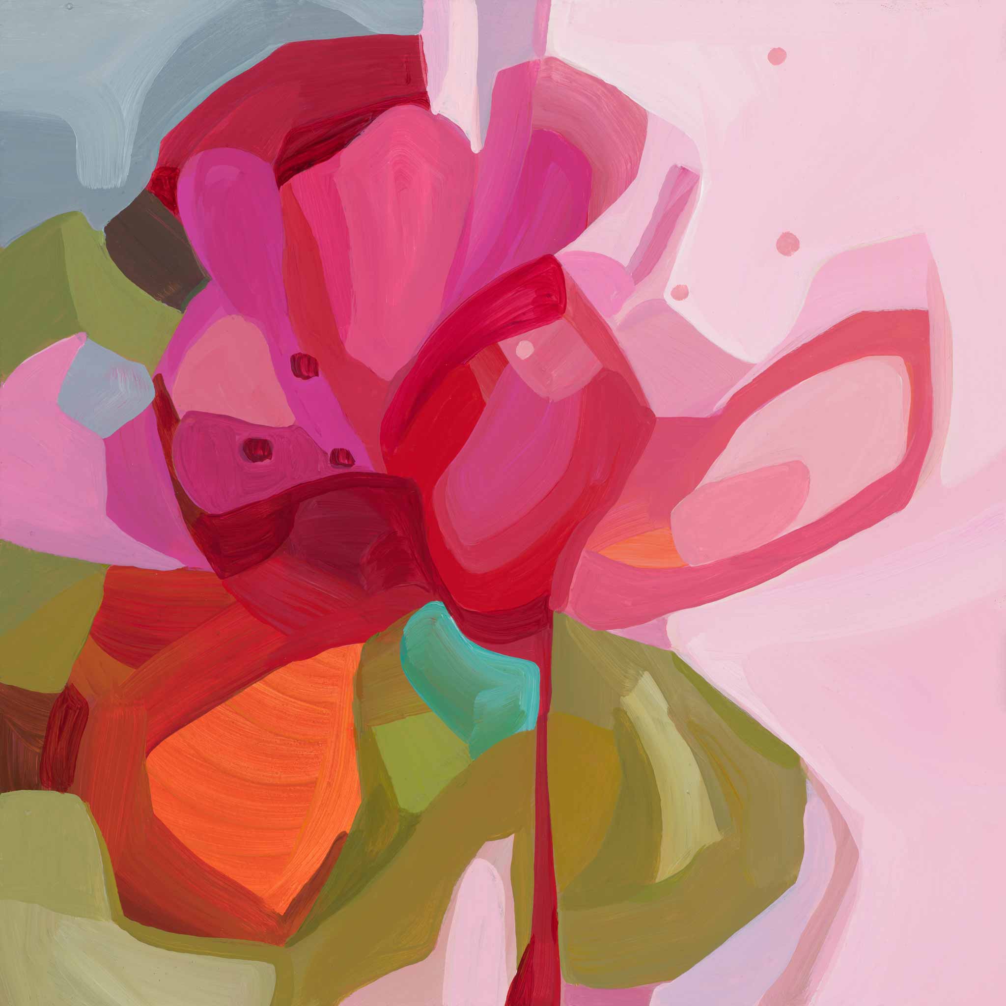Pink floral wall art print | Susannah Bleasby
