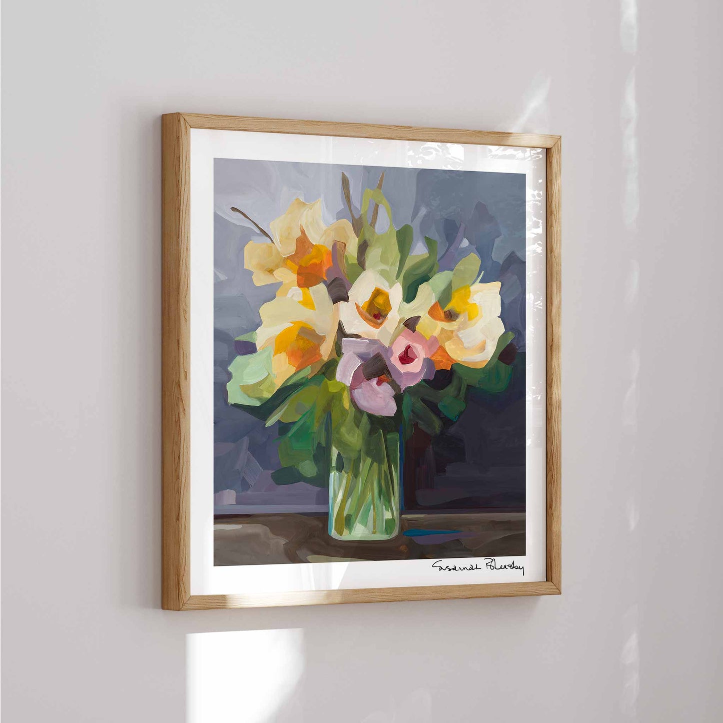 framed art print of yellow flowers painting