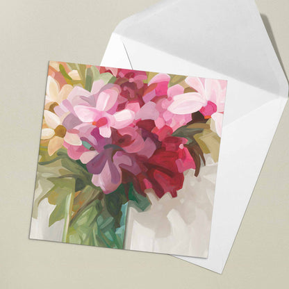 uk art greeting card with a floral design and white envelope