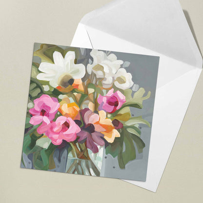 uk floral art cards with painting of pink flowers