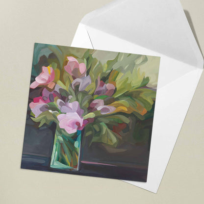 purple flowers art cards uk 