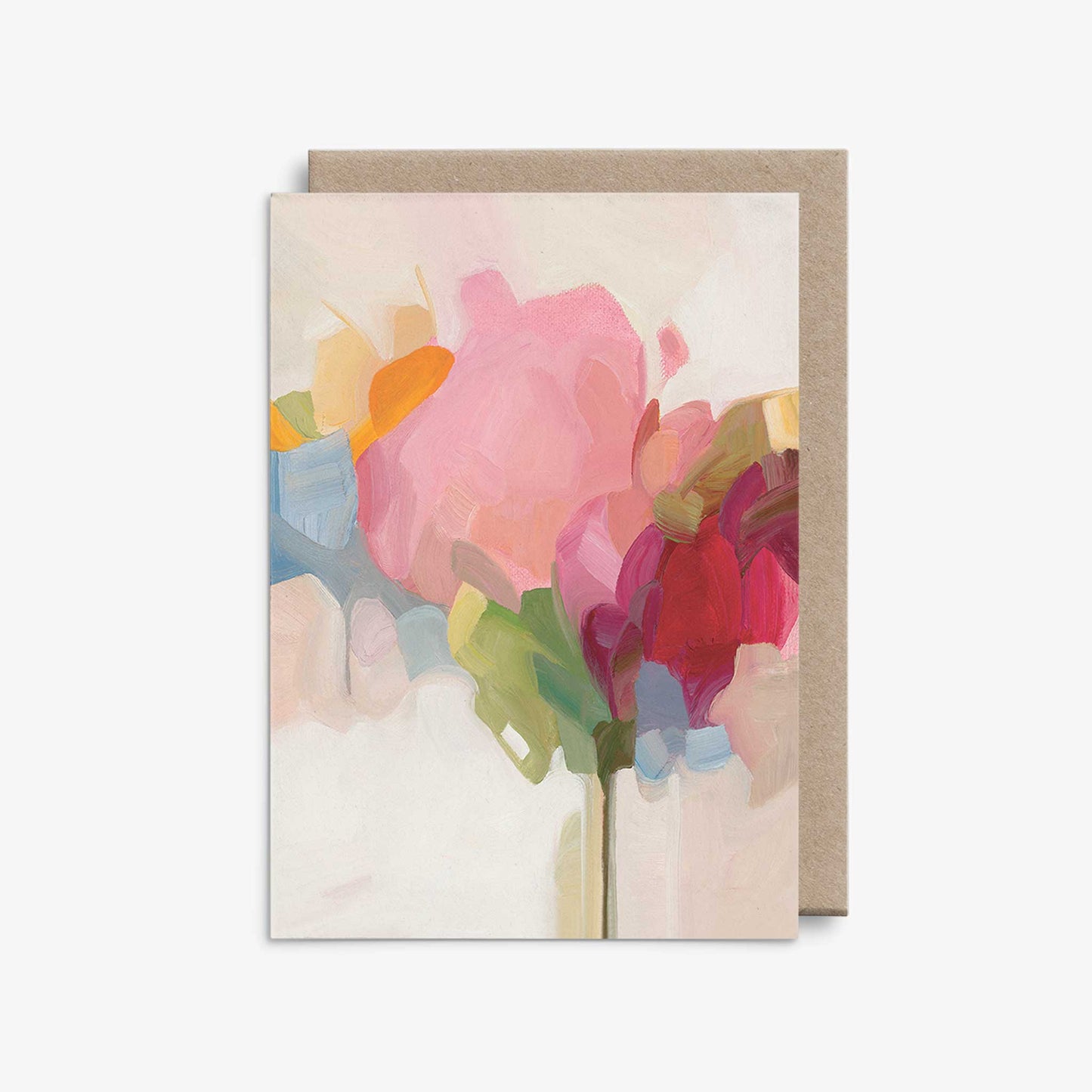 abstract floral bouquest painting artist greeting card with kraft envelope