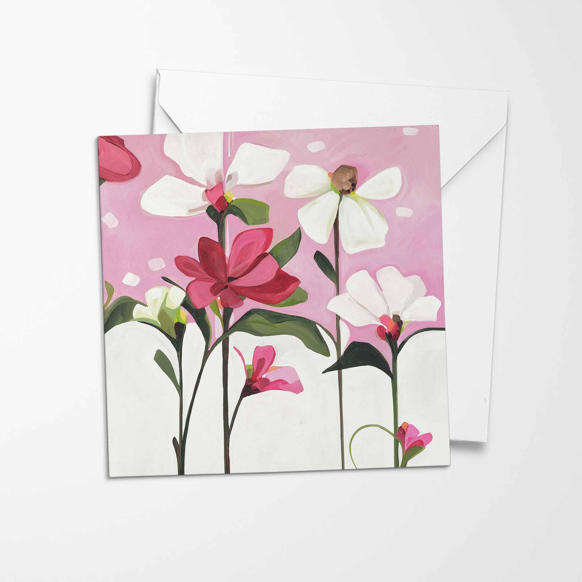 flower bouquet card with magenta flowers