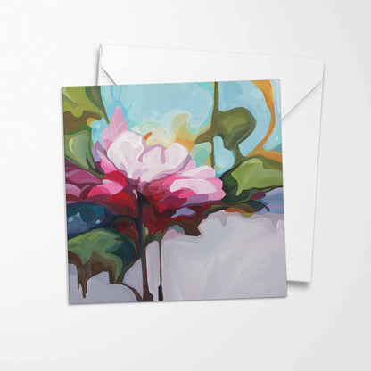 flower greeting card rose paintings