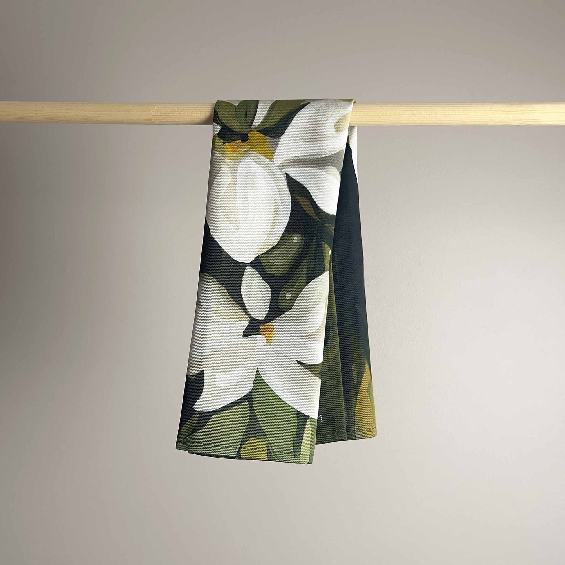 forest green floral tea towels