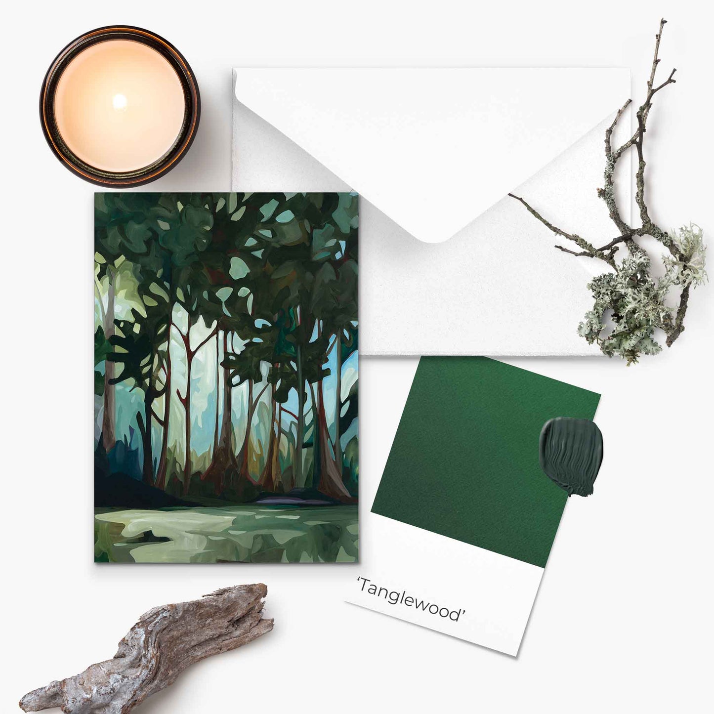 forest painting blank greeting card UK