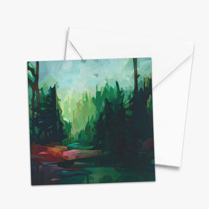 forest painting blank greetings card