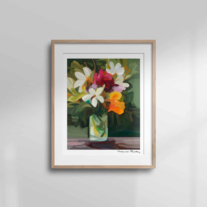 framed tropical floral art print 16x20