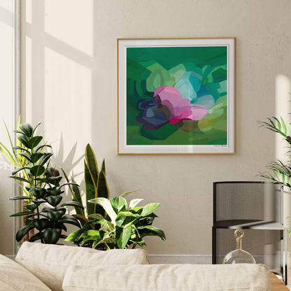 frolic emeraldd green abstract wall art print