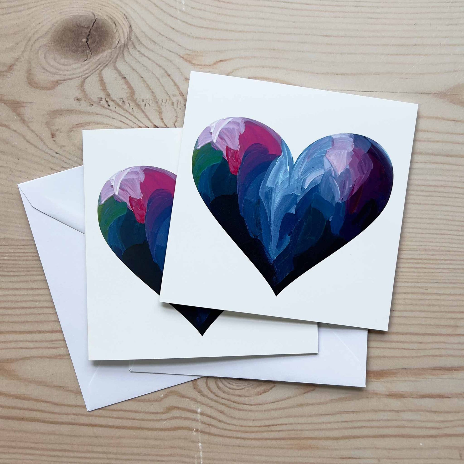 galentines cards with blue hearts