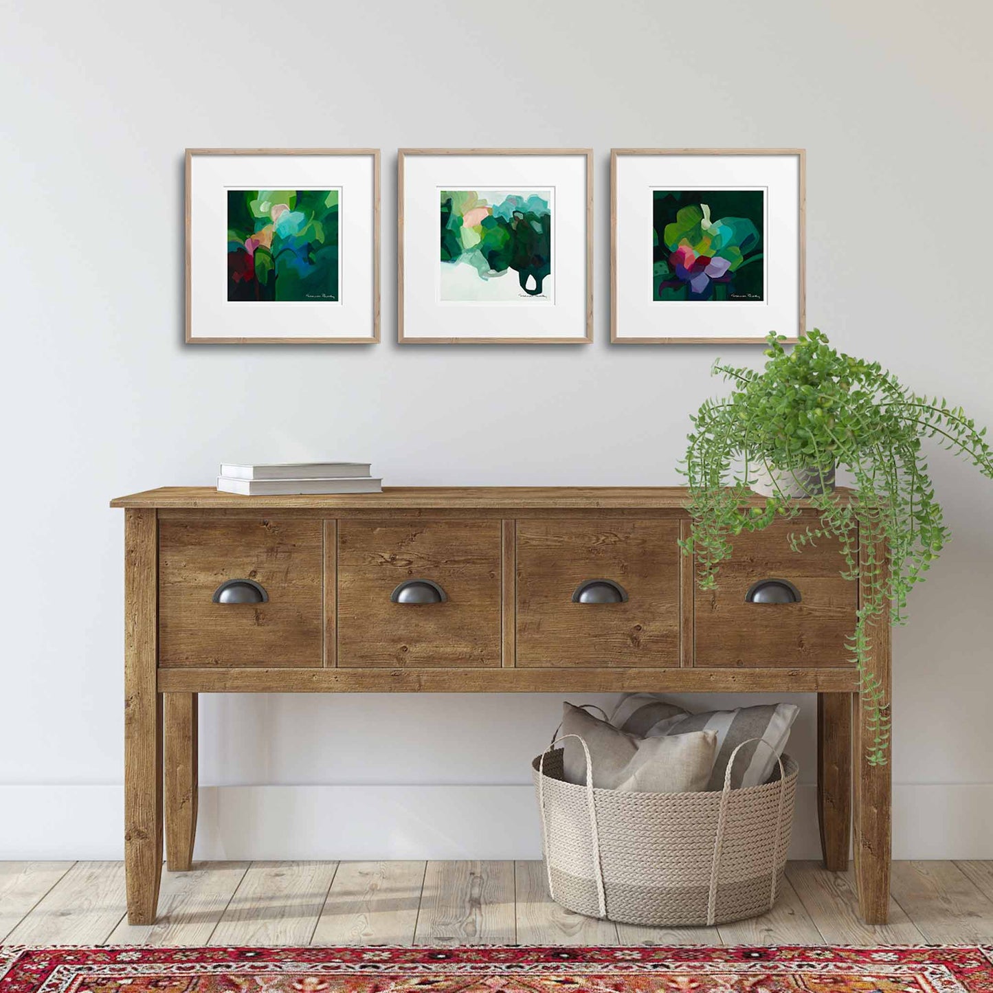 gallery wall green abstract art prints