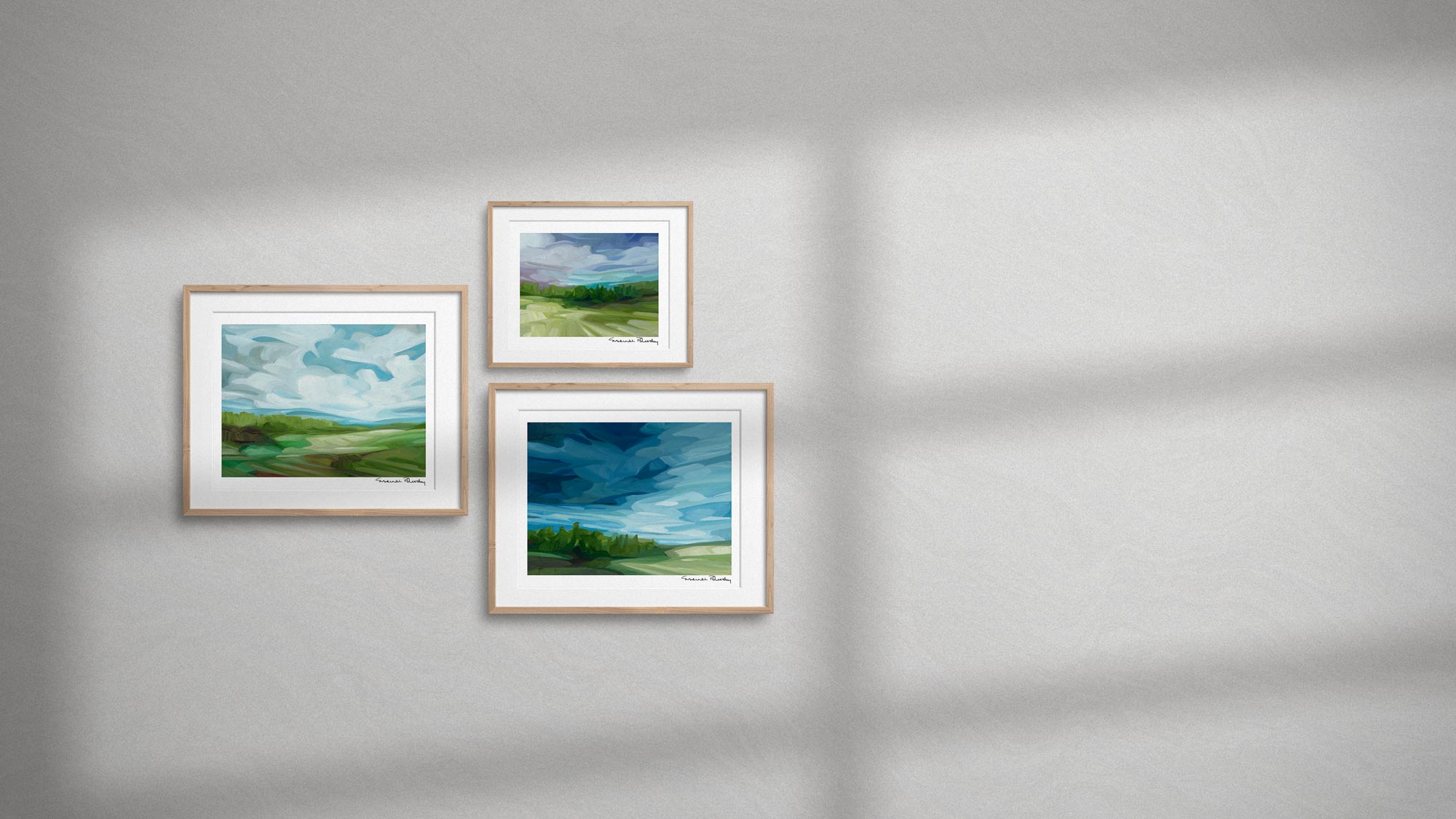 gallery wall of landscape fine art prints