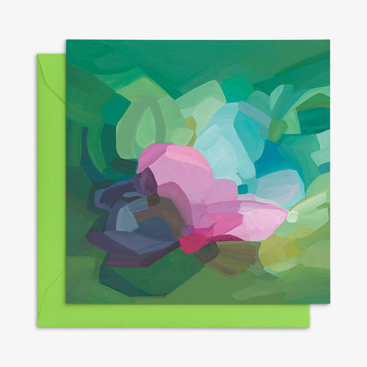 square green art card uk with green envelope