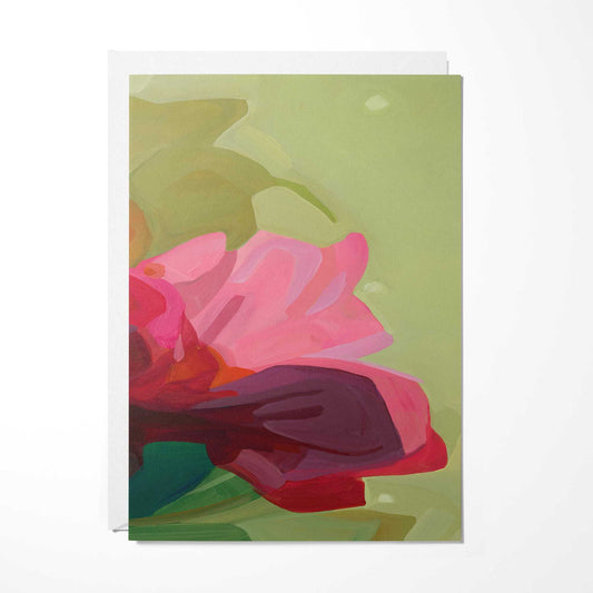 green abstract floral double sided art card