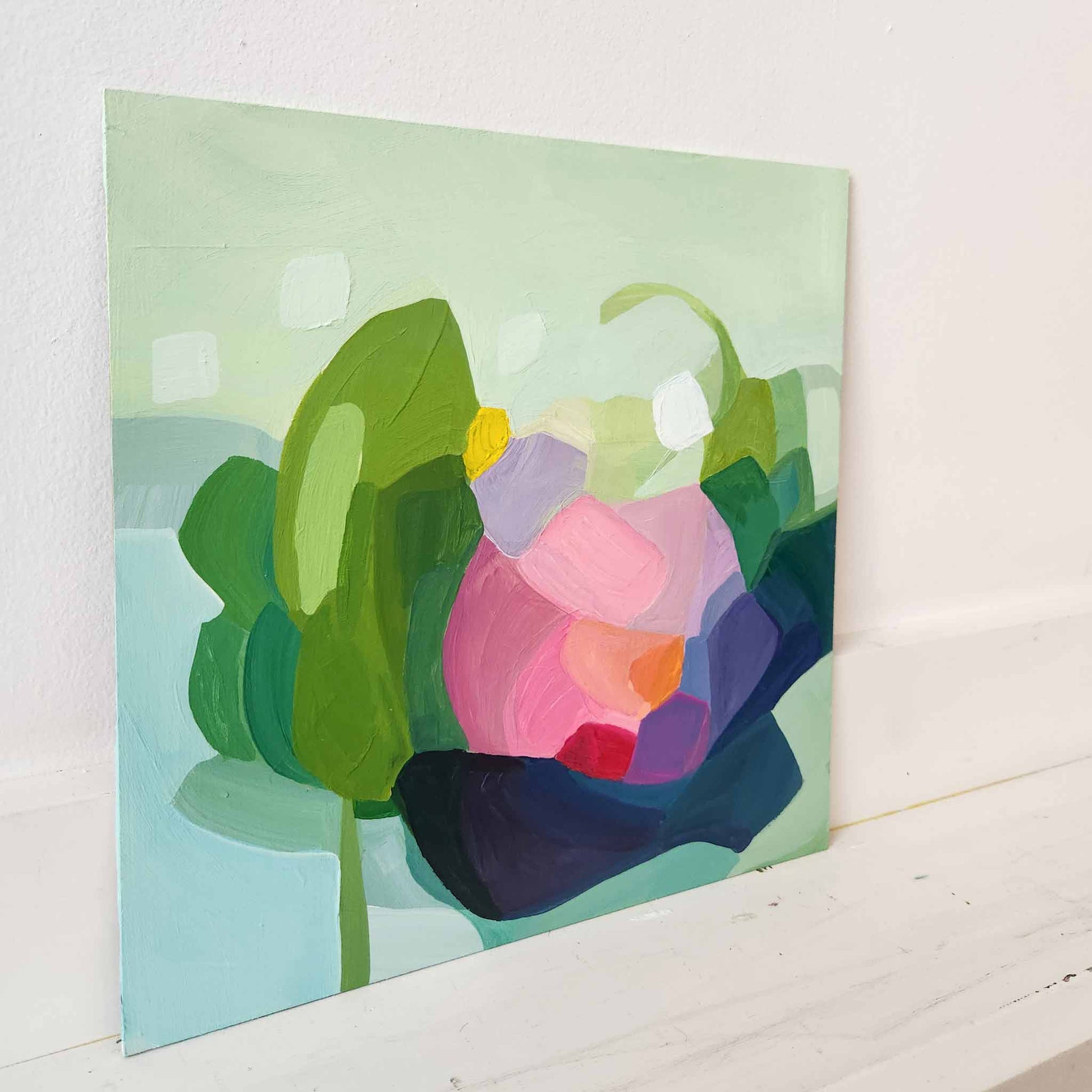 contemporary green and pink floral art