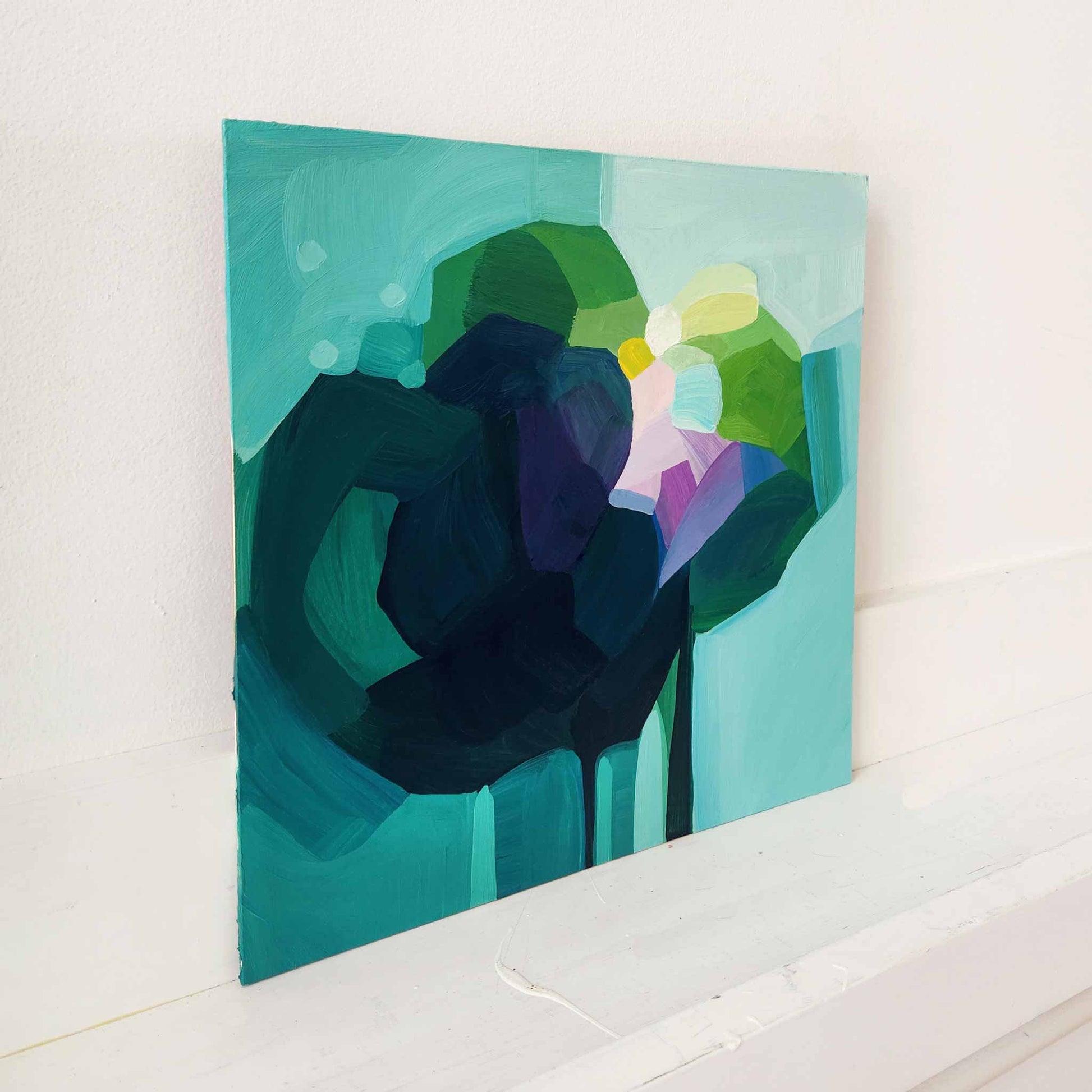 teal abstract painting