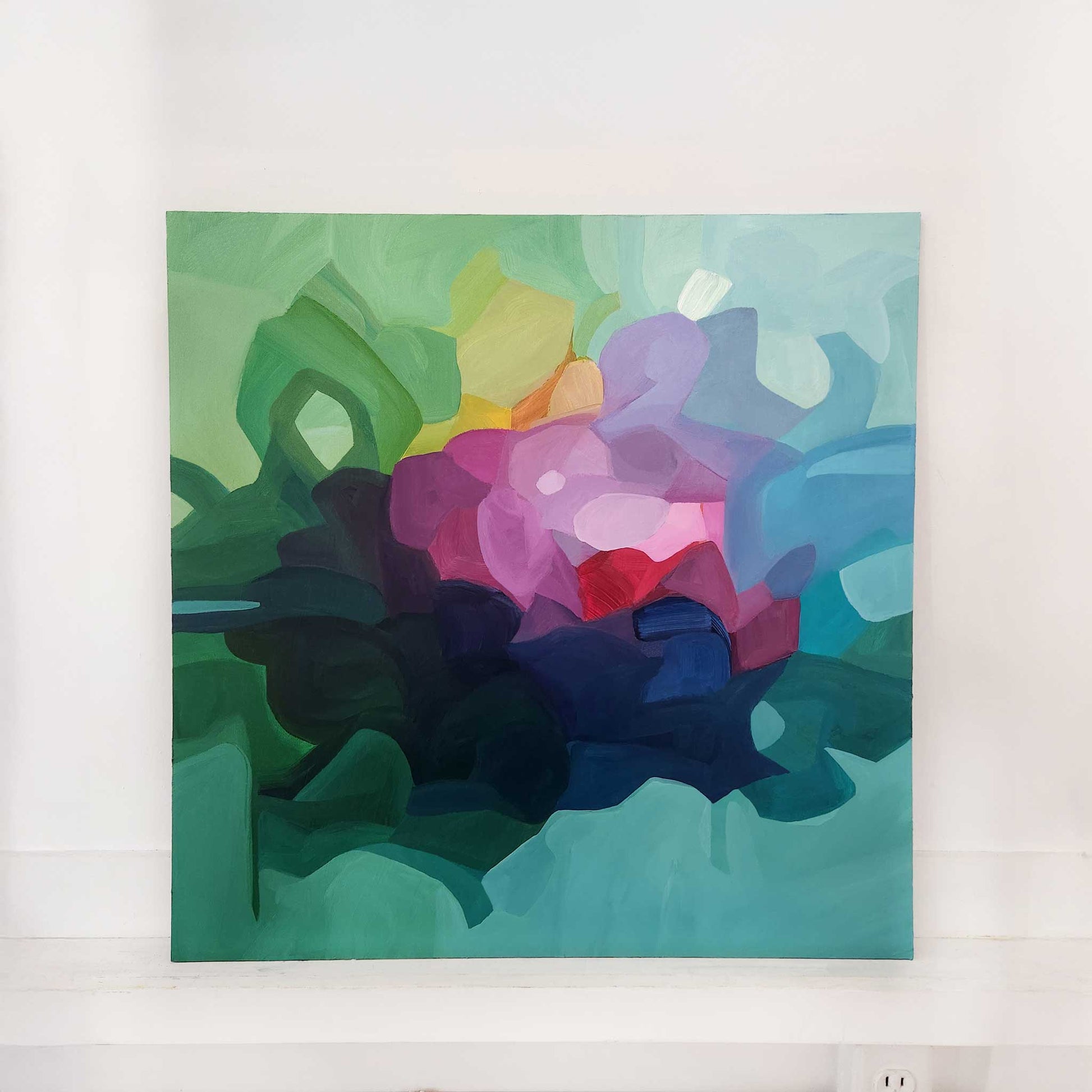 green abstract painting cherish