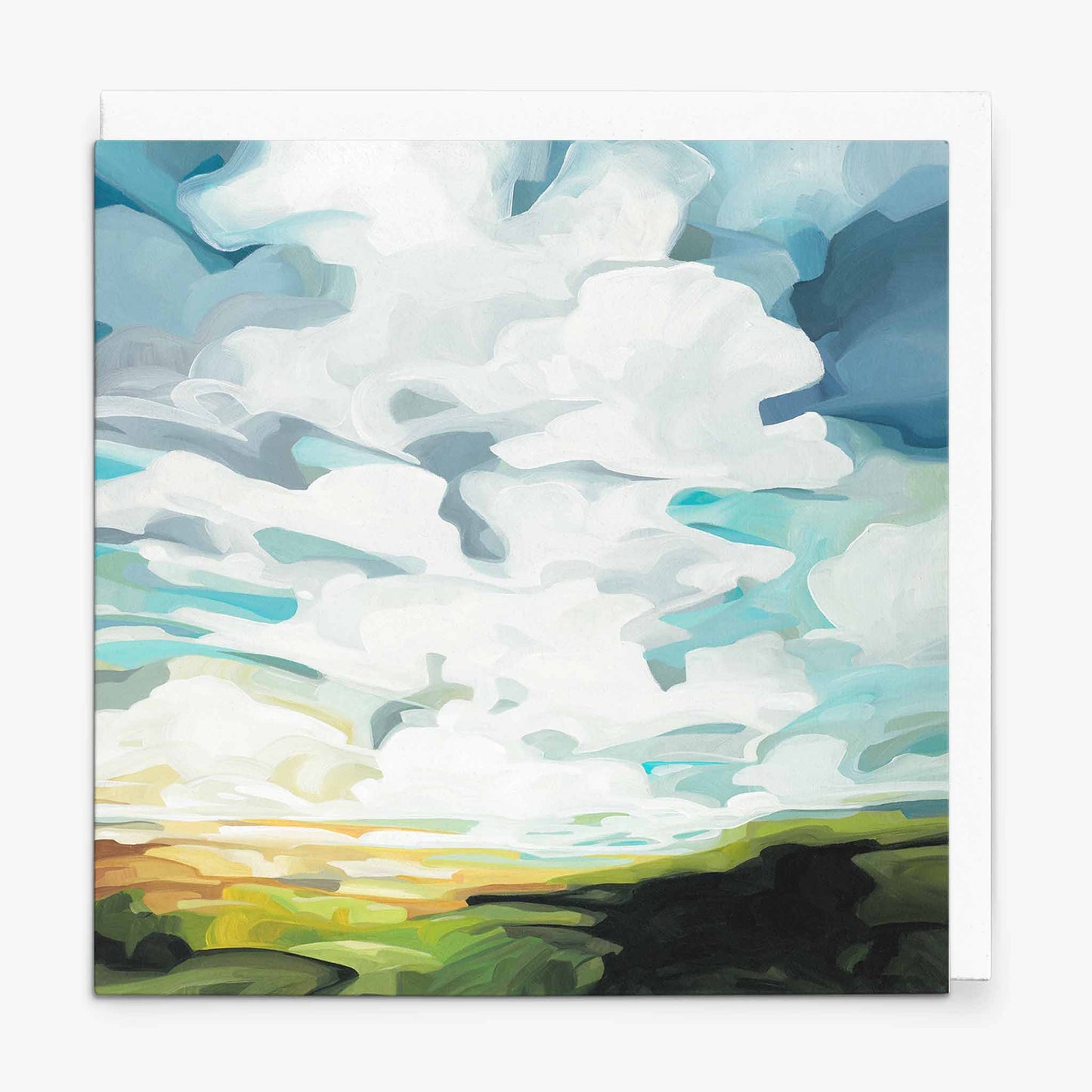 green fields and sunshine painting art card
