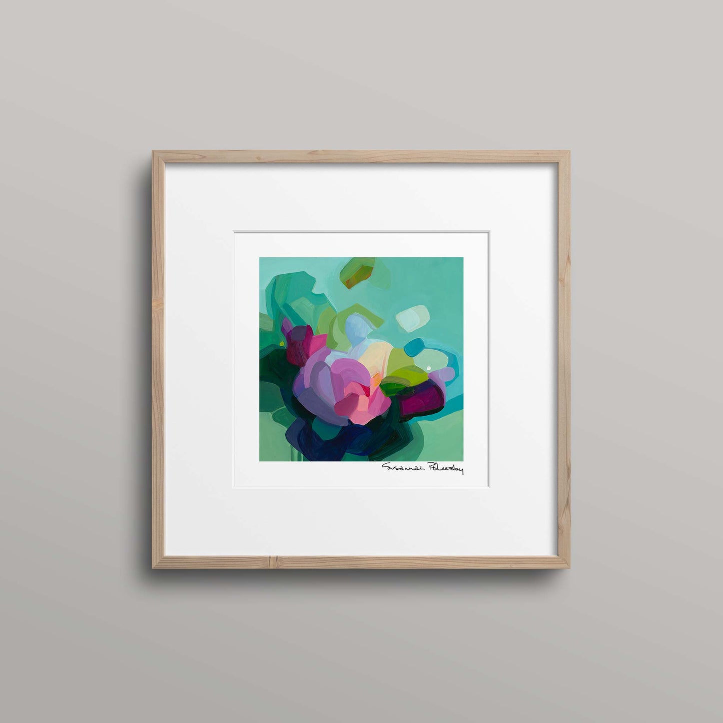 green floral abstract art print 10x10