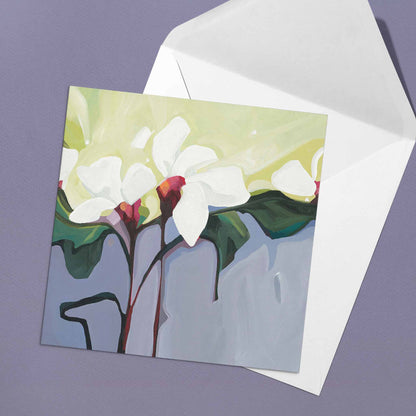 green purple floral greeting card