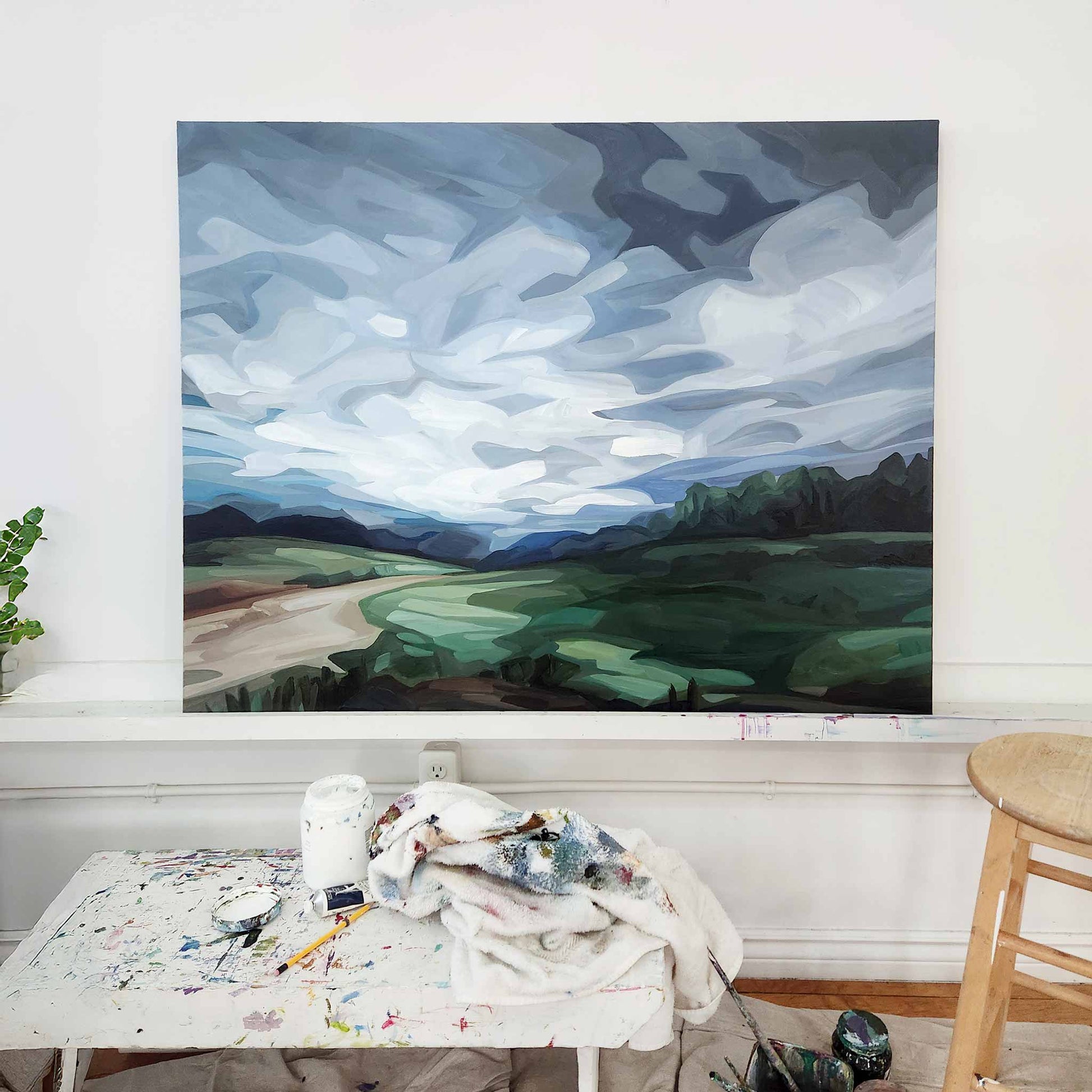 horizontal abstract landscape painting cross country