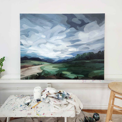 horizontal abstract landscape painting cross country