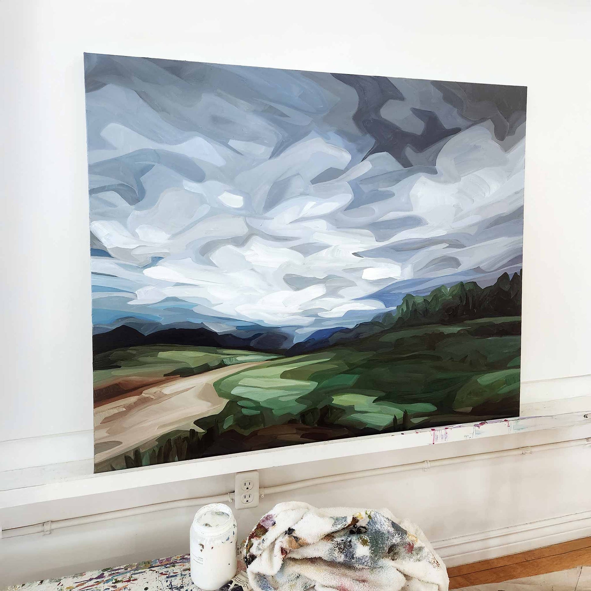 abstract landscape painting cross country